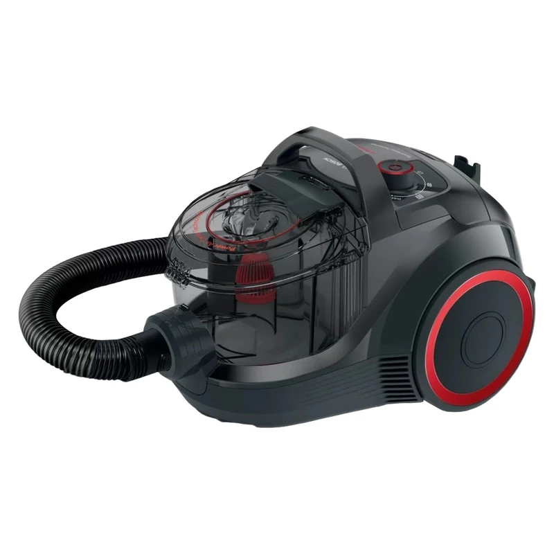 تصویر جاروبرقی بوش مدل BGS21POW2 با بدنه مشکی، مخزن ۲ لیتری، نازل توربو چرخان و طراحی جمع‌وجور سری 4.