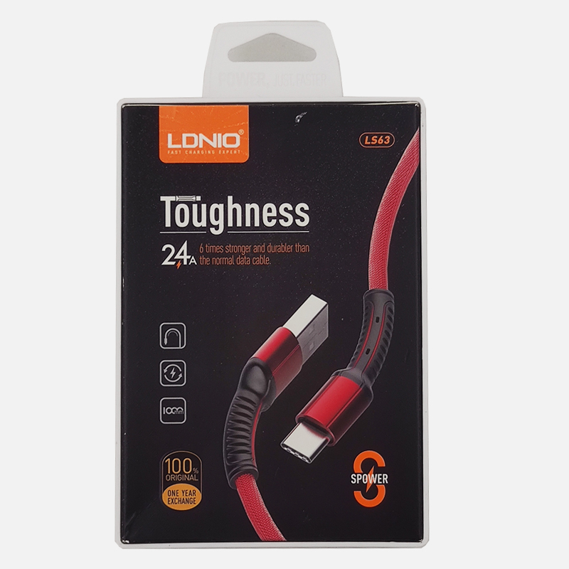 کابل LDNIO مدل LS63 پکدار به طول 1 متر USB به Type-C